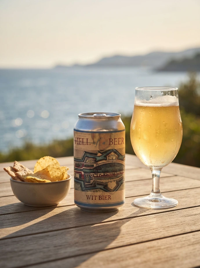 Sfeervolle avondsetting met een donker Hell of a Beer speciaalbier en kaarslicht.